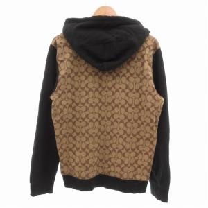 COACH シグネチャー ジップアップパーカー フーディー ロゴ M ベージュ 黒 ブラック C7817 GY18