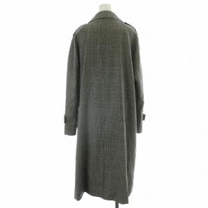 JUNKO SHIMADA ステンカラーコート ロング アウター ダブル 総裏地 チェック柄 千鳥格子 グレンチェック 40 M 灰色