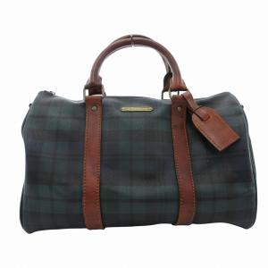 ミニボストンバッグ 手提げ ブラックウォッチ PVC レザー ロゴ 緑 グリーン 黒 ブラック /FF