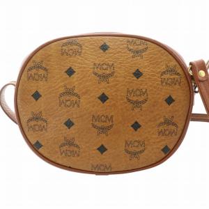 MCM 2WAY クラッチバッグ ショルダーバッグ レザー プレートロゴ 総柄 茶 ブラウン /MW GY18