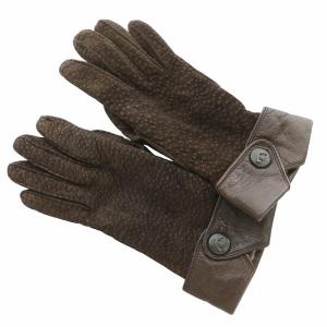 手袋 グローブ レザー 革 裏地カシミア100% ロゴ  7 M 茶 ブラウン /MW GY18