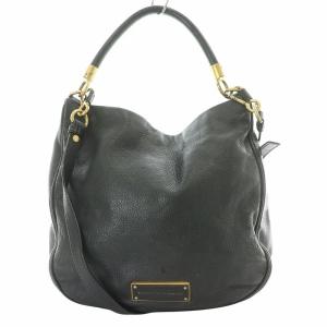 2WAY ショルダーバッグ ハンドバッグ カウレザー 牛革 ロゴプレート 黒 ブラック M3122008