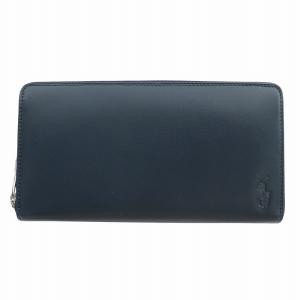 POLO RALPH LAUREN ラウンドジップ長財布 小銭入れあり レザー 牛革 ポニーロゴ 箱付き 紺 ネイビー P-225CL /MW