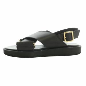 PADRONE レザーベルトサンダル フスベットサンダル カウレザー 牛革 ストラップ 箱付き 40 25cm 黒 ブラック