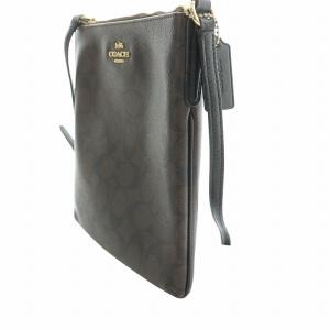 COACH ショルダーバッグ PVC レザー 革 シグネチャー 総柄 茶 ブラウン 黒 ブラック F58309 /MW