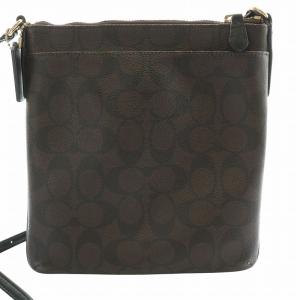 COACH ショルダーバッグ PVC レザー 革 シグネチャー 総柄 茶 ブラウン 黒 ブラック F58309 /MW