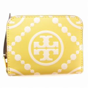 Tモノグラム コントラスト エンボス ミニ ウォレット 二つ折り 財布 ラウンドファスナー レザー 総柄