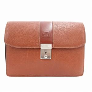 クラッチバッグ セカンド 裏地ノバチェック ロゴ レザー 茶 ブラウン /GV GY18