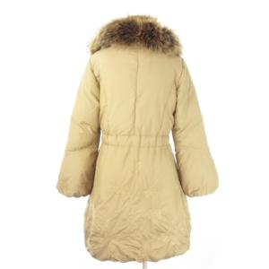 伊太利屋 GK ダウンコート ロング丈 バルーン ファーカラー チャイニーズラクーン 毛皮 刺繍 花柄 9 ベージュ