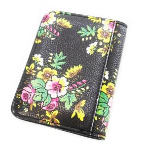 KENZO カードケース 二つ折り ウォレット レザー 革 花柄 ロゴ 黒 ブラック /CK28 GY11