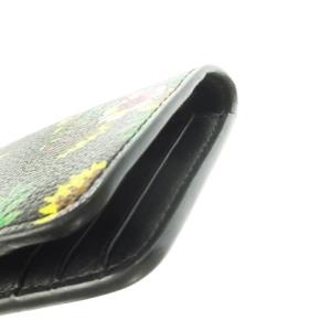 KENZO カードケース 二つ折り ウォレット レザー 革 花柄 ロゴ 黒 ブラック /CK28 GY11