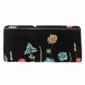 Think Bee 美品 長財布 ウォレット 刺繍 ビジュー 花モチーフ 黒 ブラック /AE
