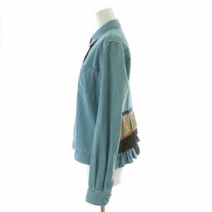 MAX MARA WEEKEND LINE タグ付き バックデザイン ダンガリー ウエスタン シャツ ブラウス 長袖 フリル レース 41 L 青