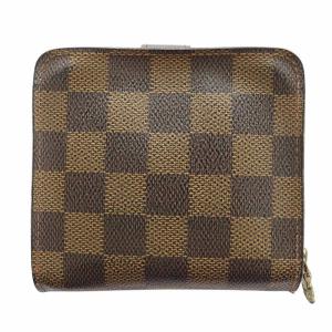 LOUIS VUITTON ダミエ コンパクトジップ エベヌ 二つ折り財布 小銭入れあり 茶 ブラウン N61668 CA0032