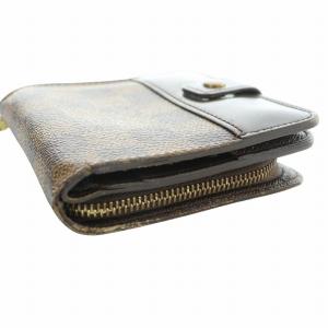 LOUIS VUITTON ダミエ コンパクトジップ エベヌ 二つ折り財布 小銭入れあり 茶 ブラウン N61668 CA0032