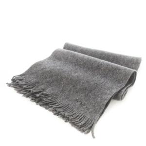 マフラー ウール ロゴ刺繍 フリンジ ミックス グレー /CK22 GY11