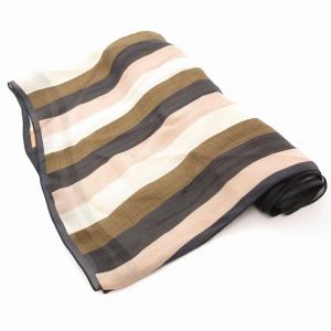 FENDI 美品 スカーフ ボーダー シルク 黒 ブラック 茶 ブラウン ベージュ /AE