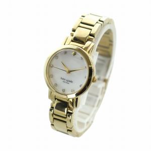 kate spade new york LIVE COLORFULLY 腕時計 ウォッチ クォーツ ラウンド シェル文字盤 石付き ゴールド色