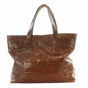 BALLY トートバッグ ハンドバッグ レザー クロコ型押し ロゴ 茶 ブラウン /MW GY18
