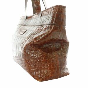 BALLY トートバッグ ハンドバッグ レザー クロコ型押し ロゴ 茶 ブラウン /MW GY18