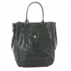 トートバッグ ハンドバッグ レザー クロコ型押し ロゴ金具 緑 グリーン /MW GY18