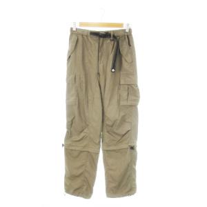 TITANIUM ナイロンパンツ 2way ロング 七分丈 防水 ロゴ アウトドア S 茶 ブラウン /MN18