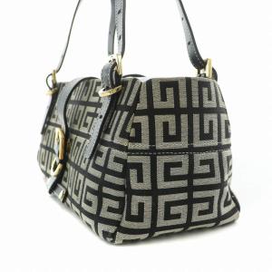 GIVENCHY ハンドバッグ キャンバス レザー 4Gロゴ 総柄 グレー 黒 ブラック /MW GY18