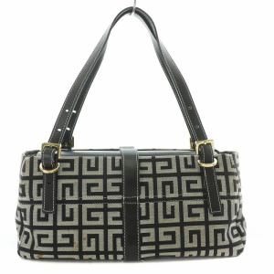 GIVENCHY ハンドバッグ キャンバス レザー 4Gロゴ 総柄 グレー 黒 ブラック /MW GY18