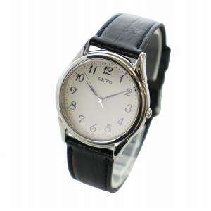 SEIKO 腕時計 ウォッチ クォーツ ラウンド 白文字盤 レザーベルト シルバー色 7N01-7140 GY18