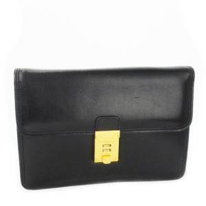 セカンドバッグ クラッチバッグ レザー 革 ダイヤル式ロック ゴールド金具 ロゴ 黒 ブラック /CK20