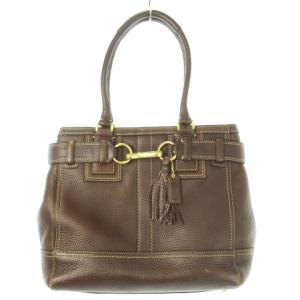 ハンドバッグ レザー 革 ベルト タッセル ロゴ 茶 ブラウン 10214 /CK16 GY11