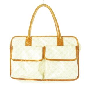 ハンドバッグ ソフティ エナメル パイピング ラメ PVC ロゴ 総柄 ベージュ /CK13 GY11