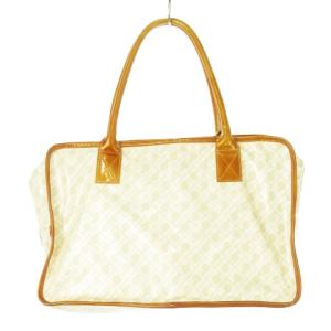 GHERARDINI ハンドバッグ ソフティ エナメル パイピング ラメ PVC ロゴ 総柄 ベージュ /CK13 GY11