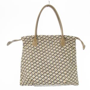 GHERARDINI トートバッグ ハンドバッグ ナイロン 巾着 レザー 革 総柄 幾何学 ベージュ /CK14 GY11