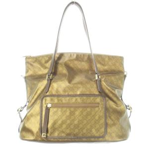 ハンドバッグ トートバッグ 2way ショルダーバッグ ソフティ レザー 革 ロゴ 総柄 ブロンズカラー