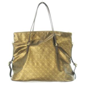 GHERARDINI ハンドバッグ トートバッグ 2way ショルダーバッグ ソフティ レザー 革 ロゴ 総柄 ブロンズカラー