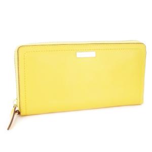 長財布 ロングウォレット ラウンドファスナー 小銭入れあり レザー 革 ロゴ 黄 イエロー /CK22
