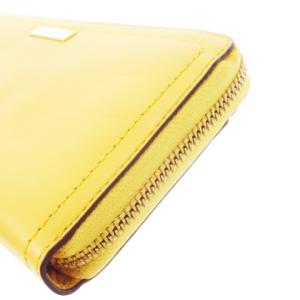 COLE HAAN 長財布 ロングウォレット ラウンドファスナー 小銭入れあり レザー 革 ロゴ 黄 イエロー /CK22
