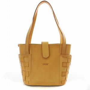 トートバッグ  ハンドバッグ レザー ヌメ革 編み込み ロゴ 茶 ブラウン /MW GY18