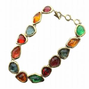 YSL ヴィンテージ ネックレス カラーストーン マルチカラー