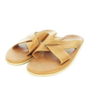 クロスストラップサンダル レザー 革 ロゴ 9 27cm 茶 ブラウン /MN16 GY18