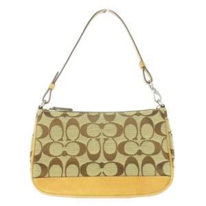 COACH ハンドバッグ ワンハンドル ミニ キャンバス ジャカード レザー 革 シグネチャー 茶 ブラウン 6094