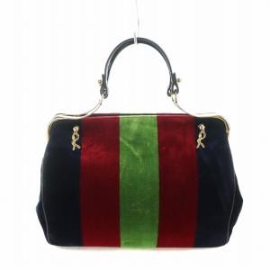 ROBERTA DI CAMERINO バゴンギ ハンドバッグ ベロア ストライプ マルチカラー