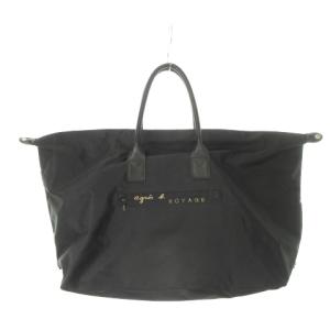 ボストンバッグ ナイロン レザーハンドル ロゴ 大容量 サイドスナップ 黒 ブラック /AH21 GY18