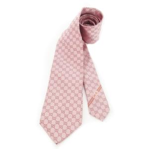 ネクタイ レギュラー シルク ロゴ GGパターン 総柄 ピンク /AH2 GY18