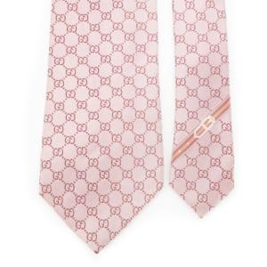 GUCCI ネクタイ レギュラー シルク ロゴ GGパターン 総柄 ピンク /AH2 GY18