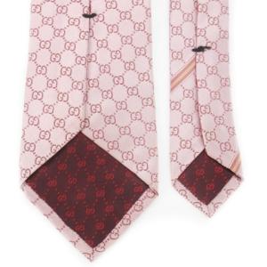 GUCCI ネクタイ レギュラー シルク ロゴ GGパターン 総柄 ピンク /AH2 GY18