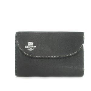 二つ折り財布 小銭入れあり レザー ロゴ ステッチ 黒 ブラック /AH6 GY18