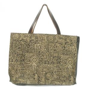 古都印伝 トートバッグ ハンドバッグ ディアスキン 鹿皮 レザー 革 古典柄 総柄 黒 ブラック /AO9