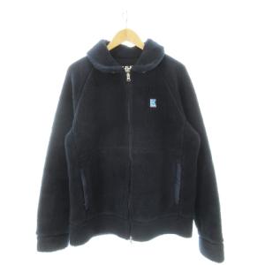 ファイバーパイルジャケット ステンカラー ジップアップ ロゴ アウトドア XL 紺 ネイビー HH51254